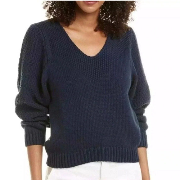 Brochu Walker Kara Vee Knit Sweater Navy Blue Size Small - Picture 1 of 14